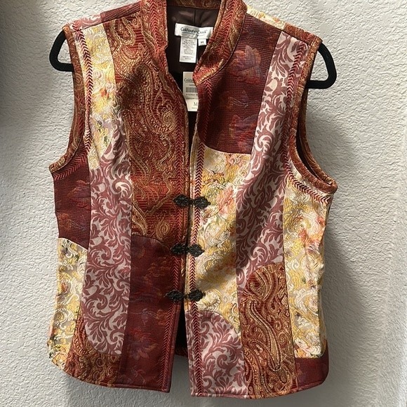 Coldwater Creek  Rust Brocade Vest | Antique Brass Clasp| Medium | Festival - Picture 11 of 11